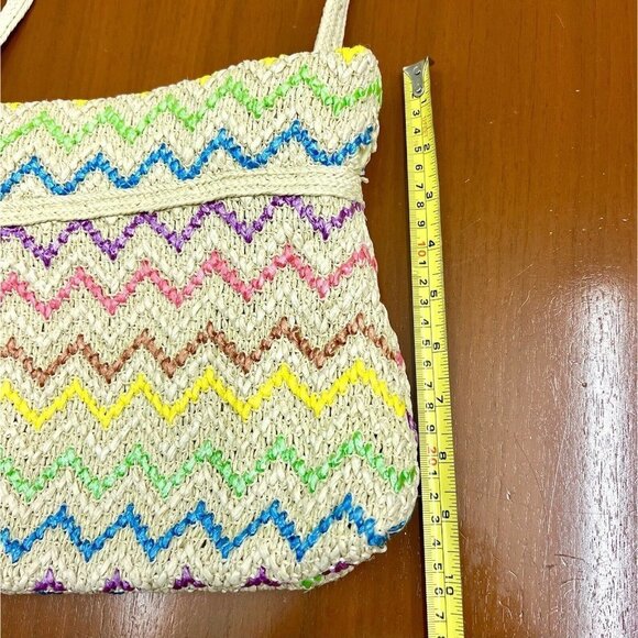 Vtg Bob & Alice Woven Macrame Multicolored Chevron Print Medium Shoulder Bag - Picture 10 of 12